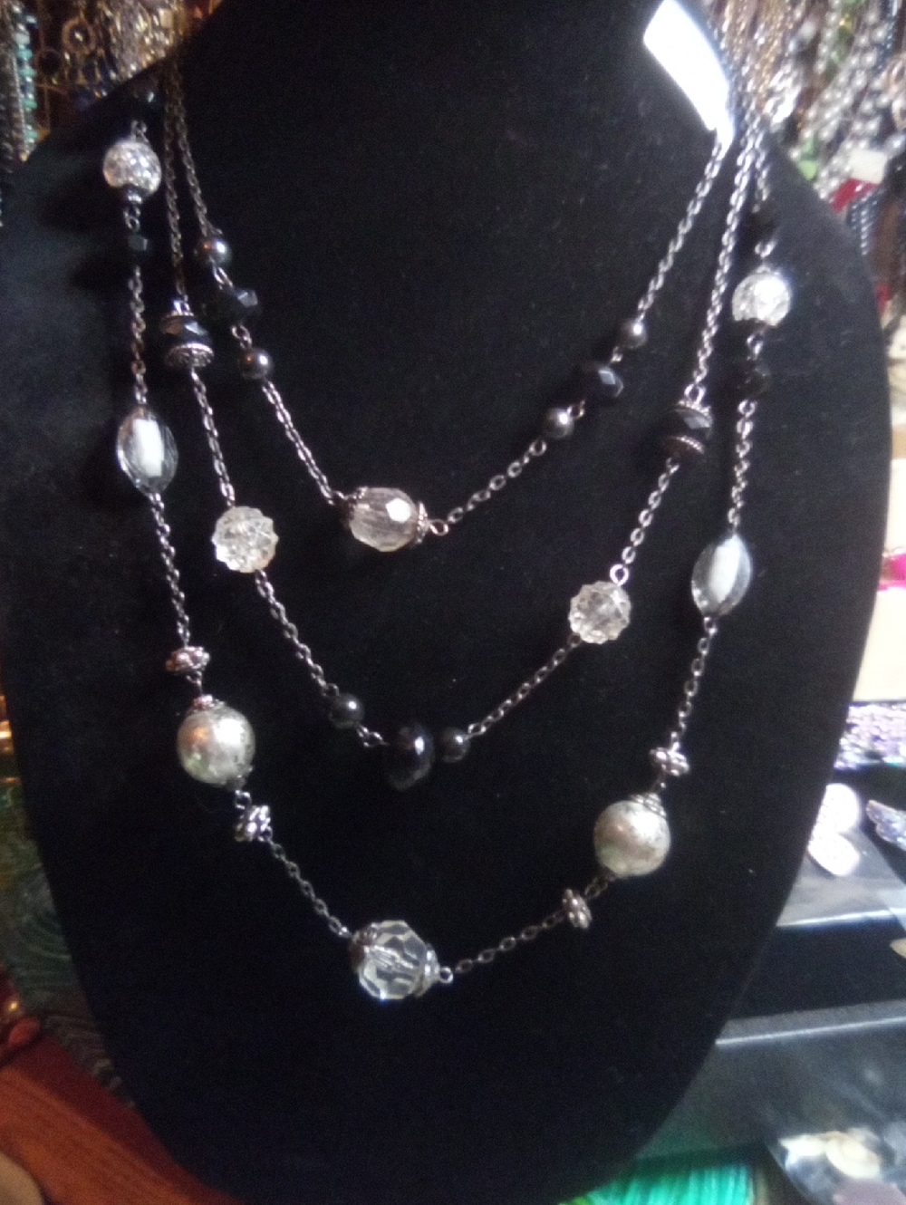 Glass multi layer chain necklace